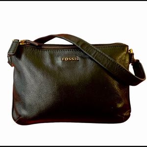 $130 Fossil Midnight Black Leather shoulder bag